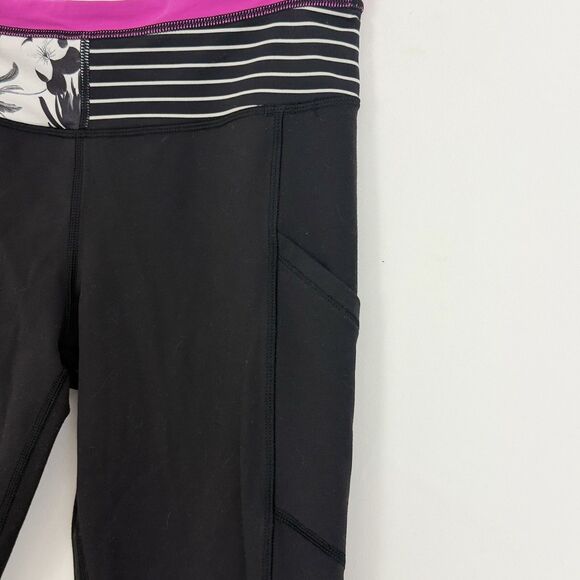 LULULEMON Speed Tight 6 Brushed Interlock Black Quilt Reflect Ruched Pants B80 - Picture 6 of 8